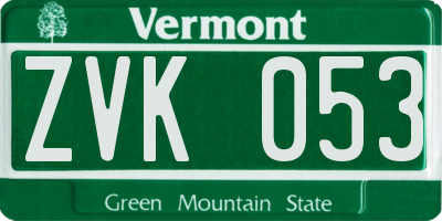 VT license plate ZVK053