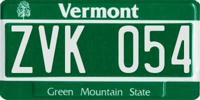 VT license plate ZVK054