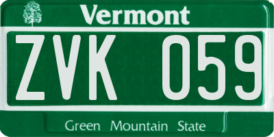 VT license plate ZVK059