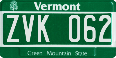 VT license plate ZVK062