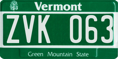 VT license plate ZVK063