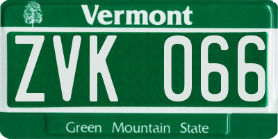 VT license plate ZVK066