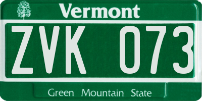 VT license plate ZVK073