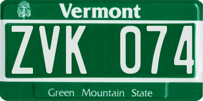 VT license plate ZVK074