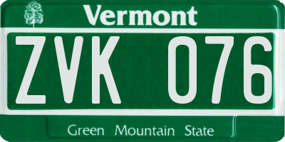 VT license plate ZVK076