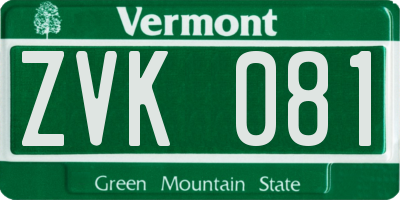 VT license plate ZVK081