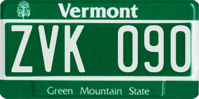 VT license plate ZVK090