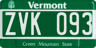 VT license plate ZVK093