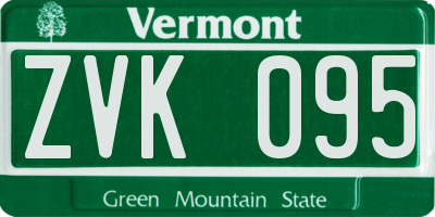VT license plate ZVK095