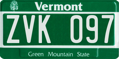 VT license plate ZVK097
