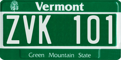 VT license plate ZVK101