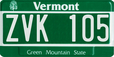 VT license plate ZVK105