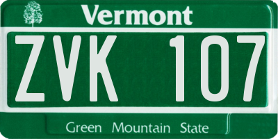 VT license plate ZVK107