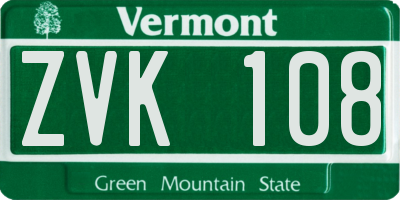 VT license plate ZVK108