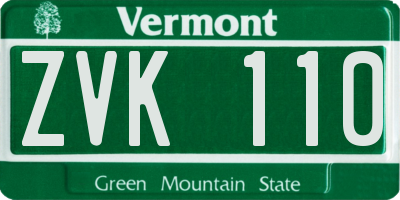VT license plate ZVK110