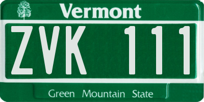 VT license plate ZVK111