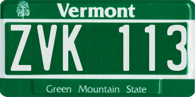 VT license plate ZVK113