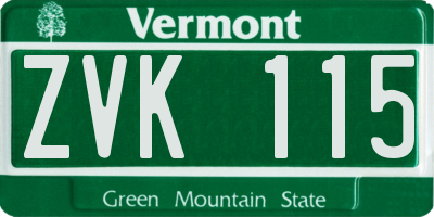 VT license plate ZVK115
