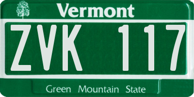 VT license plate ZVK117