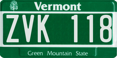 VT license plate ZVK118