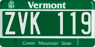 VT license plate ZVK119