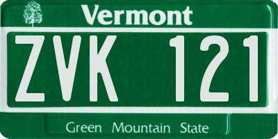 VT license plate ZVK121