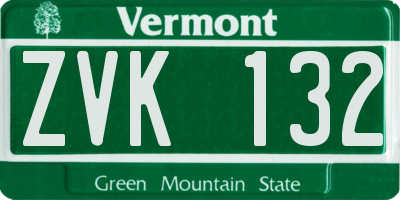 VT license plate ZVK132