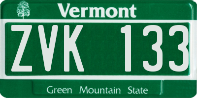 VT license plate ZVK133