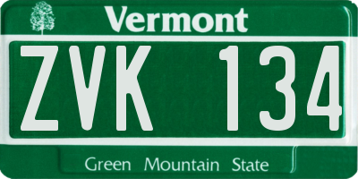 VT license plate ZVK134