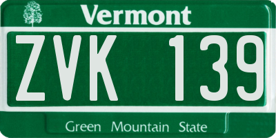 VT license plate ZVK139