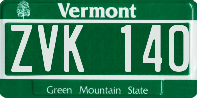 VT license plate ZVK140