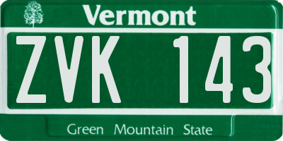 VT license plate ZVK143