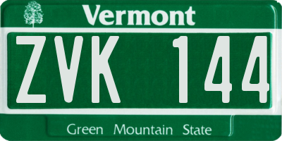 VT license plate ZVK144