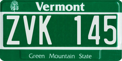 VT license plate ZVK145