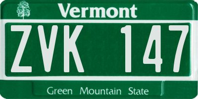 VT license plate ZVK147
