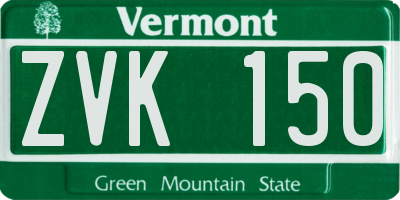 VT license plate ZVK150