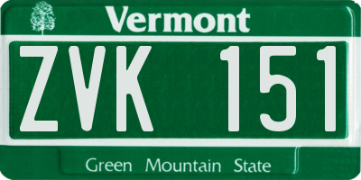VT license plate ZVK151