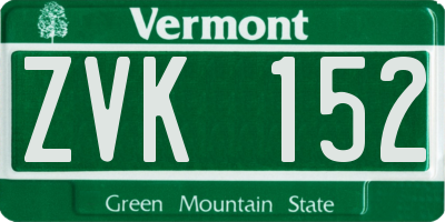 VT license plate ZVK152