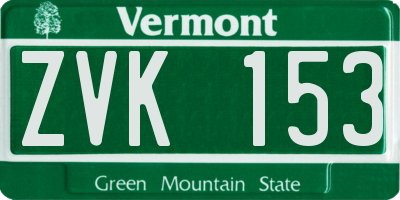 VT license plate ZVK153