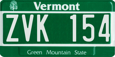 VT license plate ZVK154