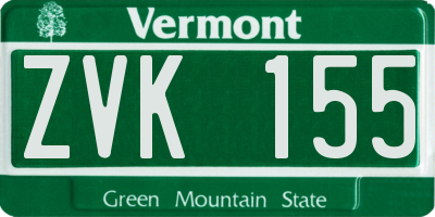 VT license plate ZVK155