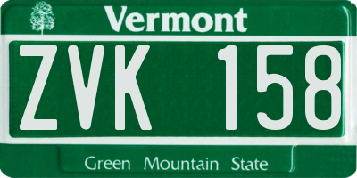 VT license plate ZVK158