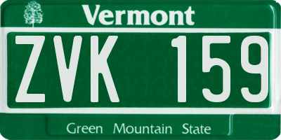 VT license plate ZVK159