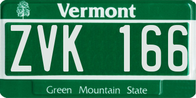 VT license plate ZVK166