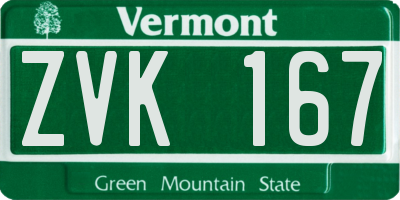 VT license plate ZVK167