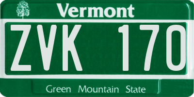 VT license plate ZVK170