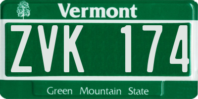 VT license plate ZVK174