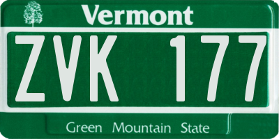 VT license plate ZVK177