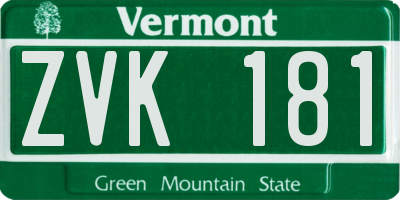 VT license plate ZVK181