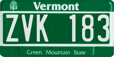 VT license plate ZVK183